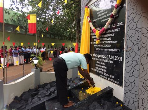 New Pongu Tamil declaration monument unveiled at Jaffna University ...