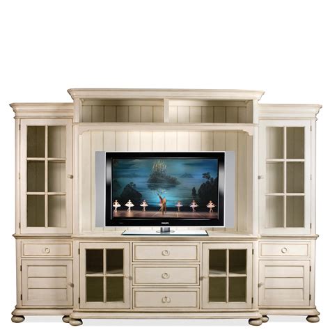 This is perfect for that flat wall that has the walkway in front of it or the door next to it where you are never going to be able to fit a chair or couch comfortably. Riverside Furniture Placid Cove Entertainment Wall Unit ...