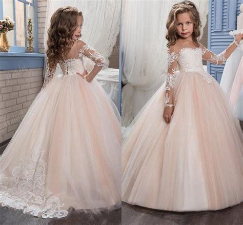 Kids Flower Girls Dresses For Weddings 2017 Pentelei With Illusion Long