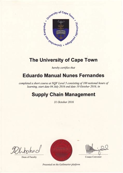 University Of Cape Town Certificates