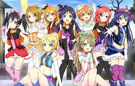 Hd Wallpaper Group Of Female Anime Characters Love Live Eri Ayase Hanayo Koizumi