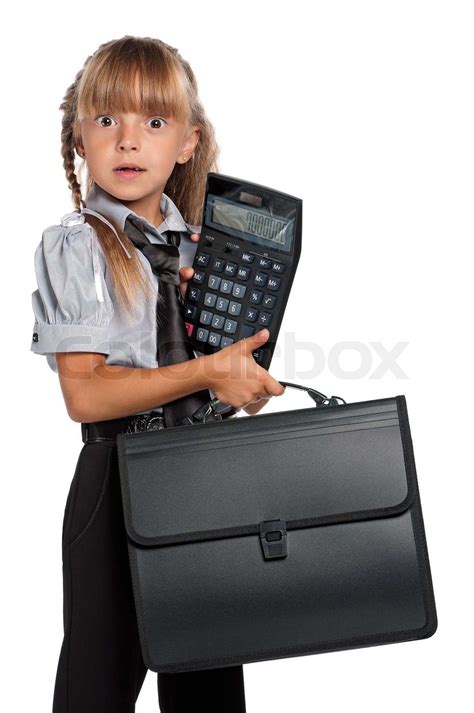 Little Girl With Calculator Stock Image Colourbox
