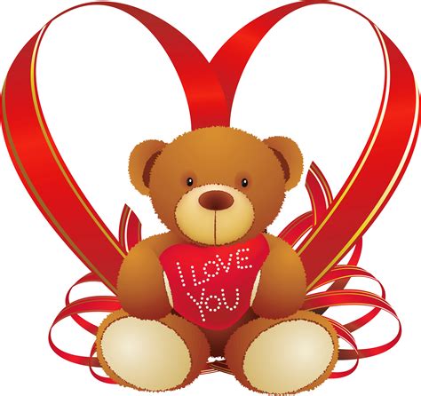 Red Heart With Teddy Bear Png Clipart