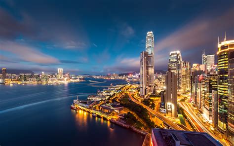 Fotos Von Hongkong China Megalopolis Nacht Wolkenkratzer 1920x1200