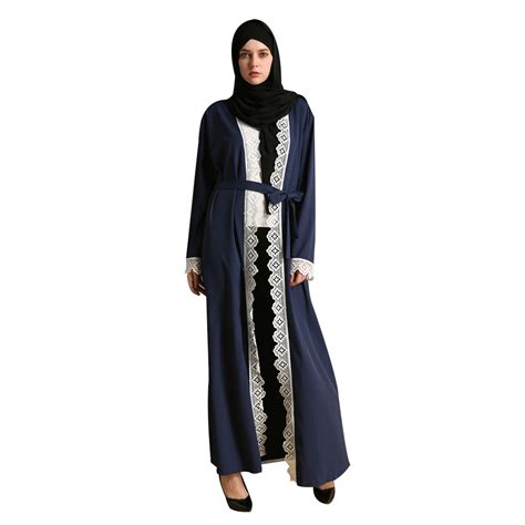 Adult Patchwork Long Flare Sleeve Malaysia Turkish Islam Lace Abaya