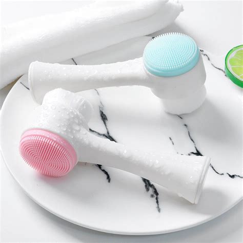 portable 3d double sided silicone facial cleanser brush manual blackhead removal brush massage