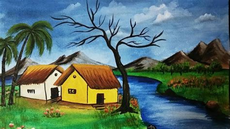 Acrylic Riverfront Landscape Painting Nature Scenery Painting Soyut