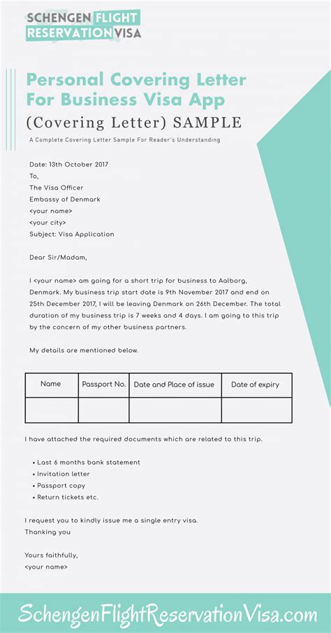 Personal Covering Letter Guide And Samples For Visa Application Process