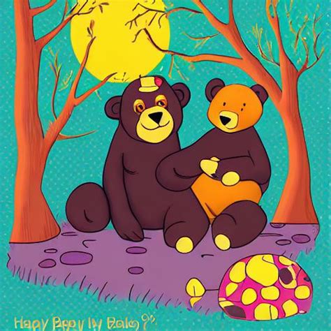 Social Generative Ai Of Happy Papa Bear Telling A Story To Baby Bear