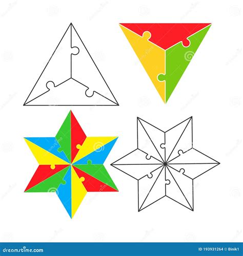 Jigsaw Puzzle Set From Triangles And Stars Vector Stock Illustration