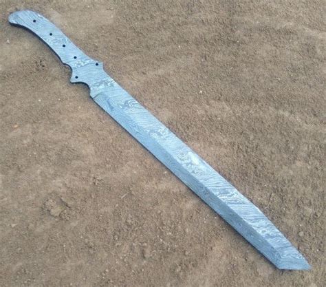 Custom Handmade Damascus Knife 24 Inches Damascus Sword Blank Blade