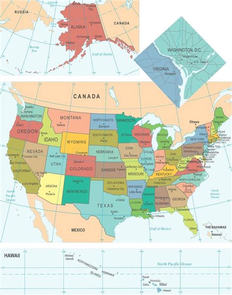 De Kaart Van Verenigde Staten Informatie Grafische Vectorillustratie