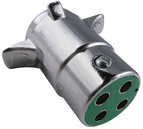 Round 1 1/4 diameter metal connector allows 1 or 2 additional wiring and lighting functions such as back up lights, auxiliary 12v power or electric brakes. Pollak Heavy-Duty, 4-Pole, Round Pin Trailer Wiring Connector - Chrome - Trailer End Pollak ...