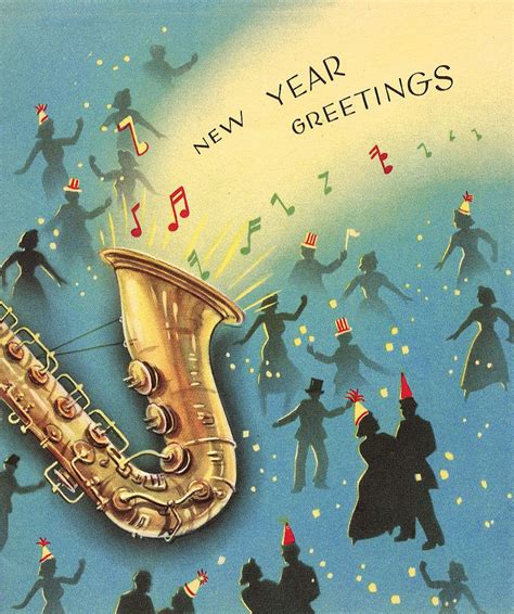 Vintage New Years Card Vintage Happy New Year Vintage Greeting