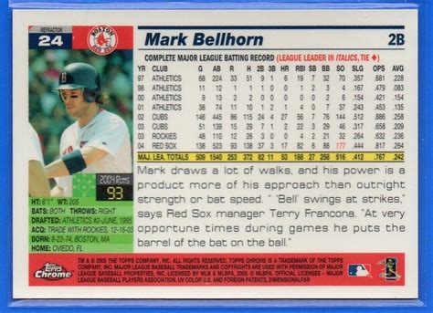 2005 Topps Chrome Baseball Card 24 Mark Bellhorn Ebay