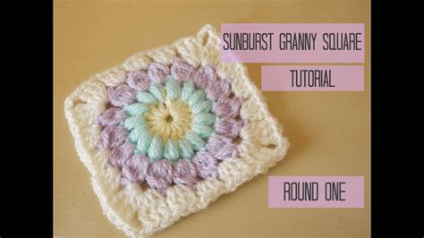 Crochet Sunburst Granny Square Tutorial Round One Bella Coco Youtube