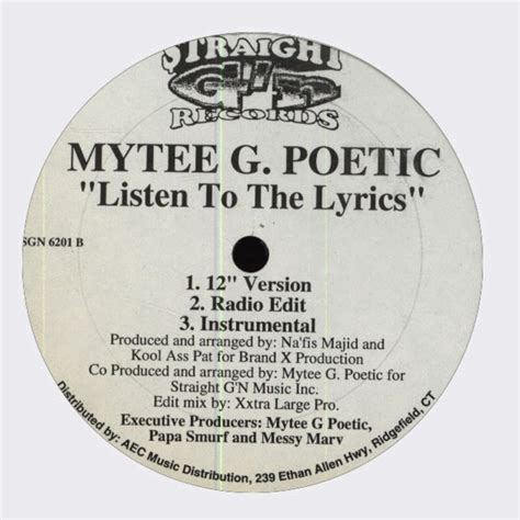 Vinyl 12 Hip Hop Rap Mytee G Poetic ‎ Comn Wit Nuff Ruffness