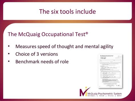 Mcquaig Psychometric System Quick Overview