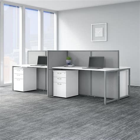 Easy Office 4 Person Desk With Storage And 45h Panels In White