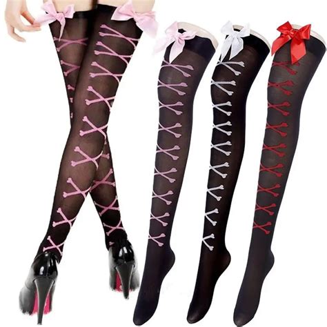 Fashion Women Top Bow Bowknot Over Knee Thigh High Long Lace Stockings Medias Pantyhose In