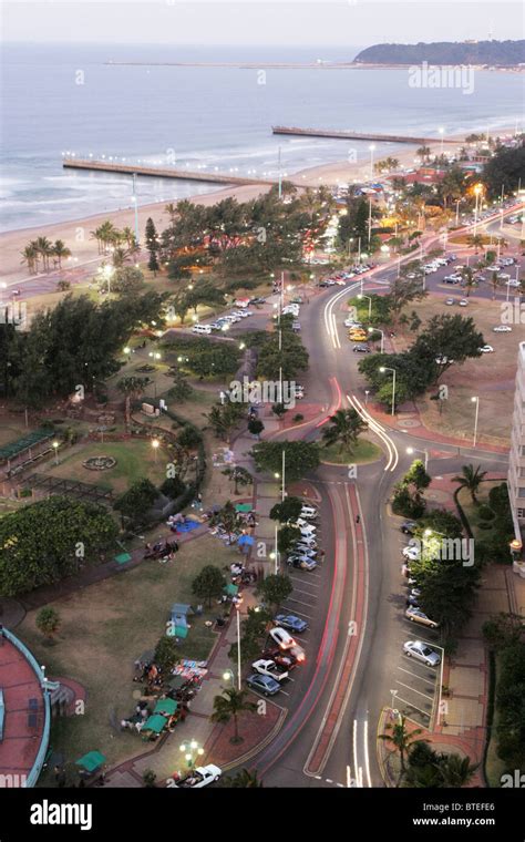 Aerial View Over Durban Beachfront Boulevard At Dusk Stock Photo Alamy