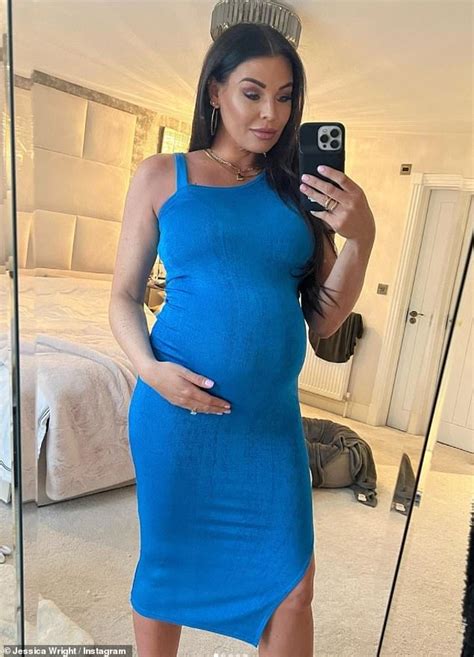 Pregnant Jess Wright Looks Radiant In A Figure Hugging Blue Dress As She Displays Her Baby Bump