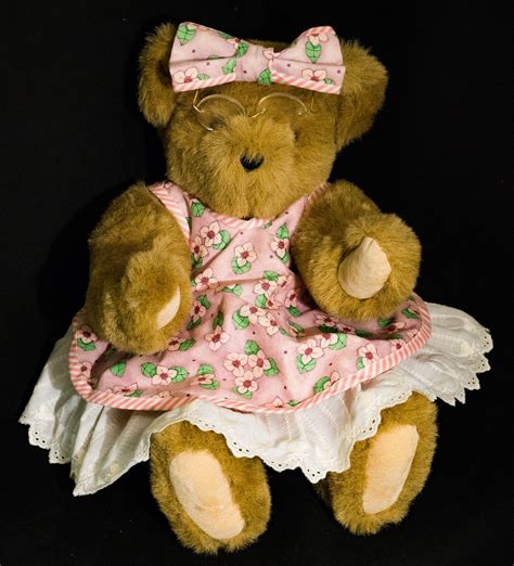 A Brown Teddy Bear Wearing A Pink Dress