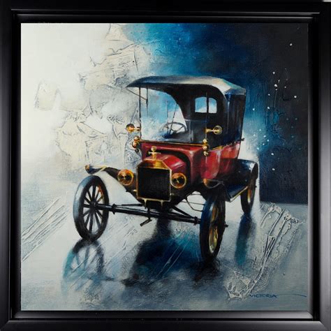Vintage Car Painting Original Acrylic Painting On Canvas By Etsy