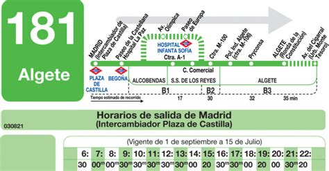 Horarios De Autobús 181 Madrid Plaza Castilla Algete
