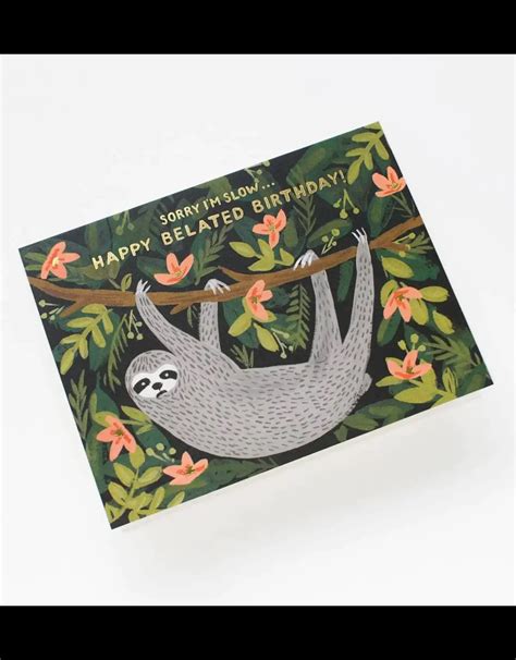 Sloth Belated Birthday Card Place And Gather