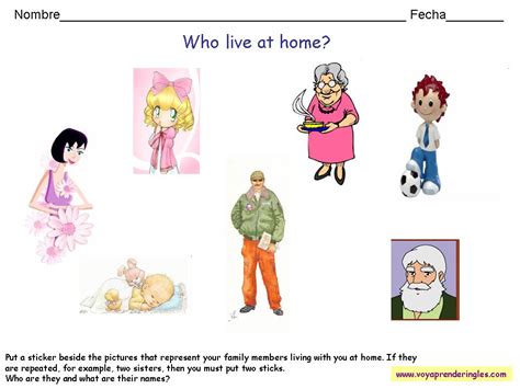 Dibujos de la familia en ingles para colorear. Worksheets The Family 03 - Fichas la Familia en Inglés