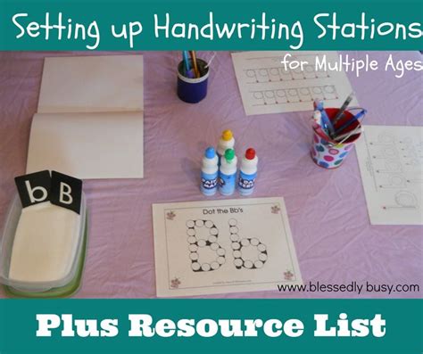 handwriting stations for multiple ages plus resource list preschool writing teaching