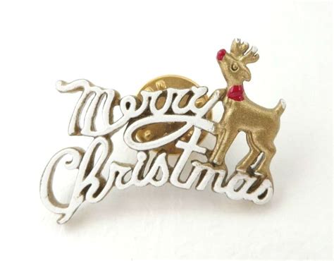 Christmas Pin White Merry Christmas Lapel Pin Enamel