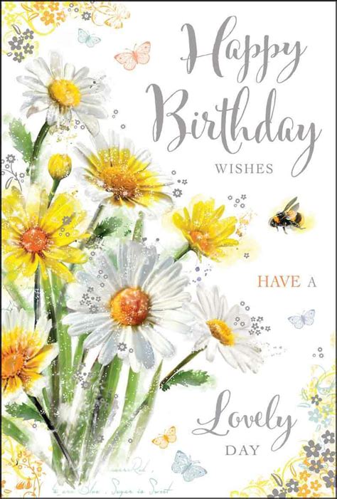 Female Happy Birthday Card Flowers Daisies Butterflies Luxury Card Made