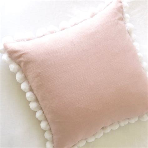 Pom Pom Blush Linen Pillow Cover Blush Pillow Rose Pillow Etsy In