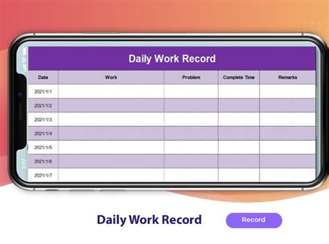 Daily Work Log Excel Template