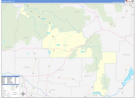 Wall Maps Of Blaine County Idaho