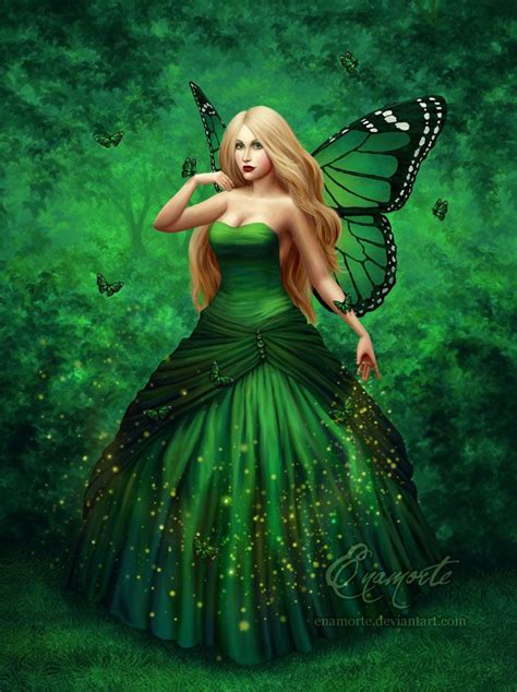 Emerald Wings By Enamorte On Deviantart Fantasy Fairy Fairy Artwork