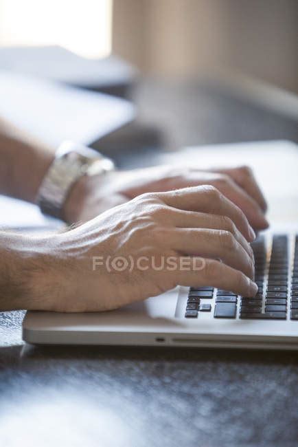 Hands Typing On Laptop Computer Keyboard — Day Daylight Stock Photo