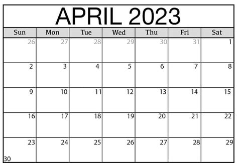 Printable April 2023 Calendar Pdf Word Excel Formats