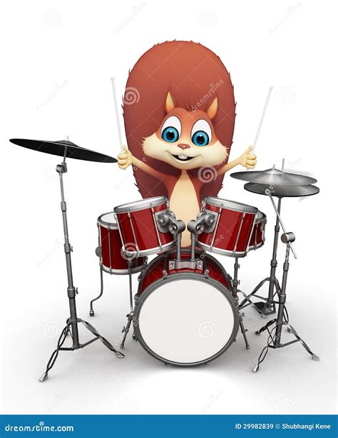 Squirrel Playing Drums Stock Illustration Illustration Of Animal