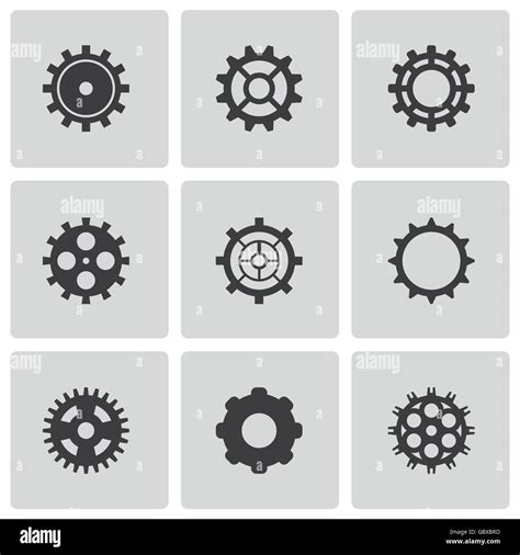 Vector Black Gear Icons Set Stock Vector Image And Art Alamy