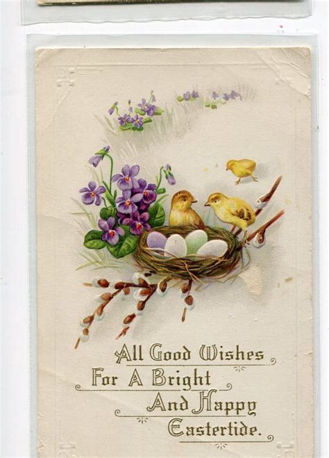 Happy Easter Vintage Postcard Chicks With Nest Embossed Etsy Vintage Easter Cards Easter