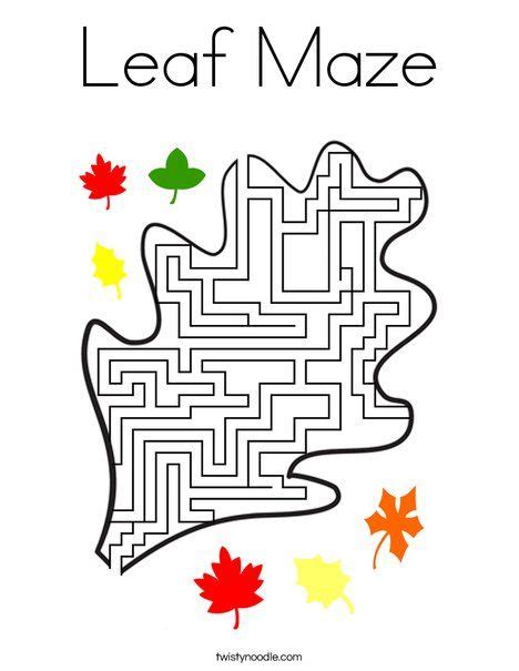 Leaf Maze Coloring Page Twisty Noodle Leaf Coloring Page Coloring