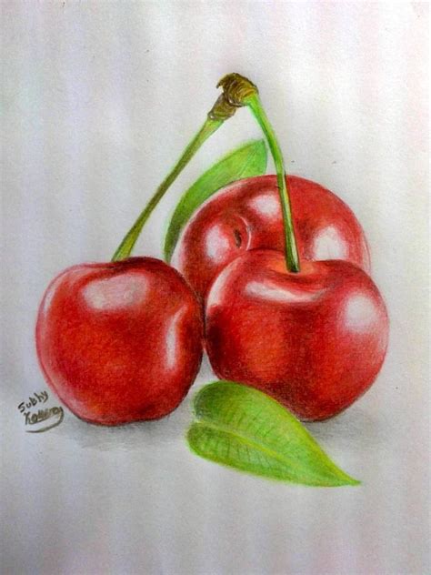 Beautiful drawing in 3d pencil. Cherries by subhy on DeviantArt | Fruit art drawings ...
