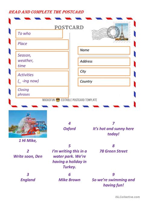 Writing A Postcard About Vacation English Esl Worksheets Pdf And Doc