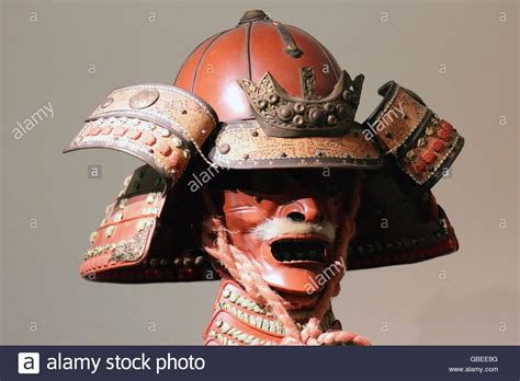 Ancient Japanese Samurai Armor Scary Warrior Mask Stock Photo Alamy