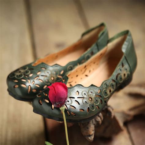 Tayunxing Handmade Shoes Genuine Leather Hollow Women Sandals Low Heel