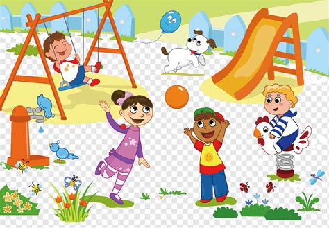 Children Playing Together Cartoon