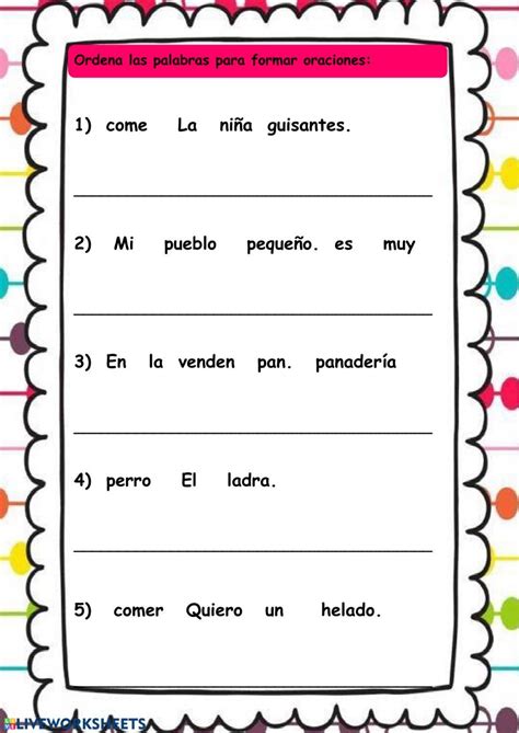 Ejercicio De La Oración 1 Spanish 1 Spanish Lessons Spanish Class